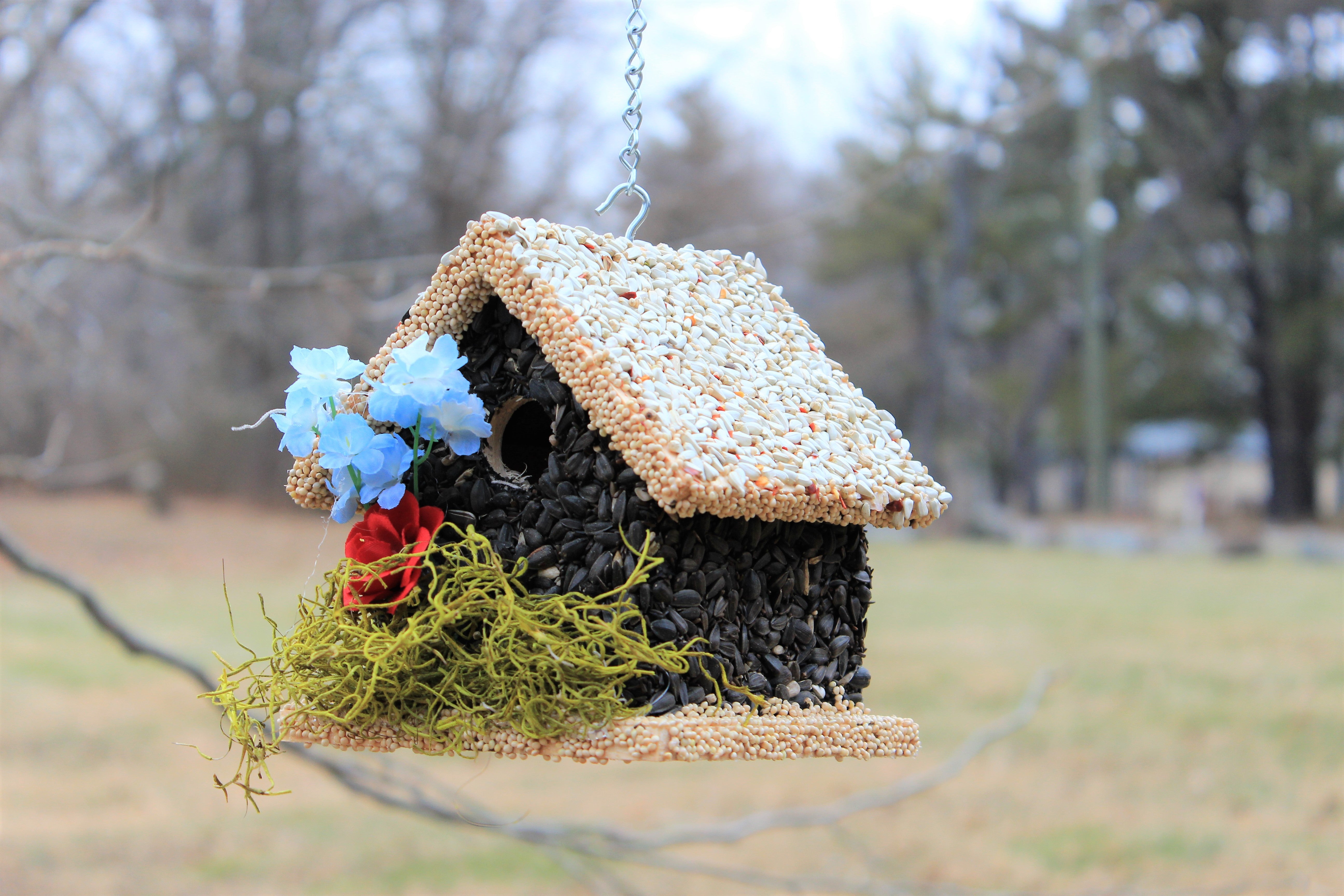 Edible Bird Feeder - Light Roof Short Birdhouse
