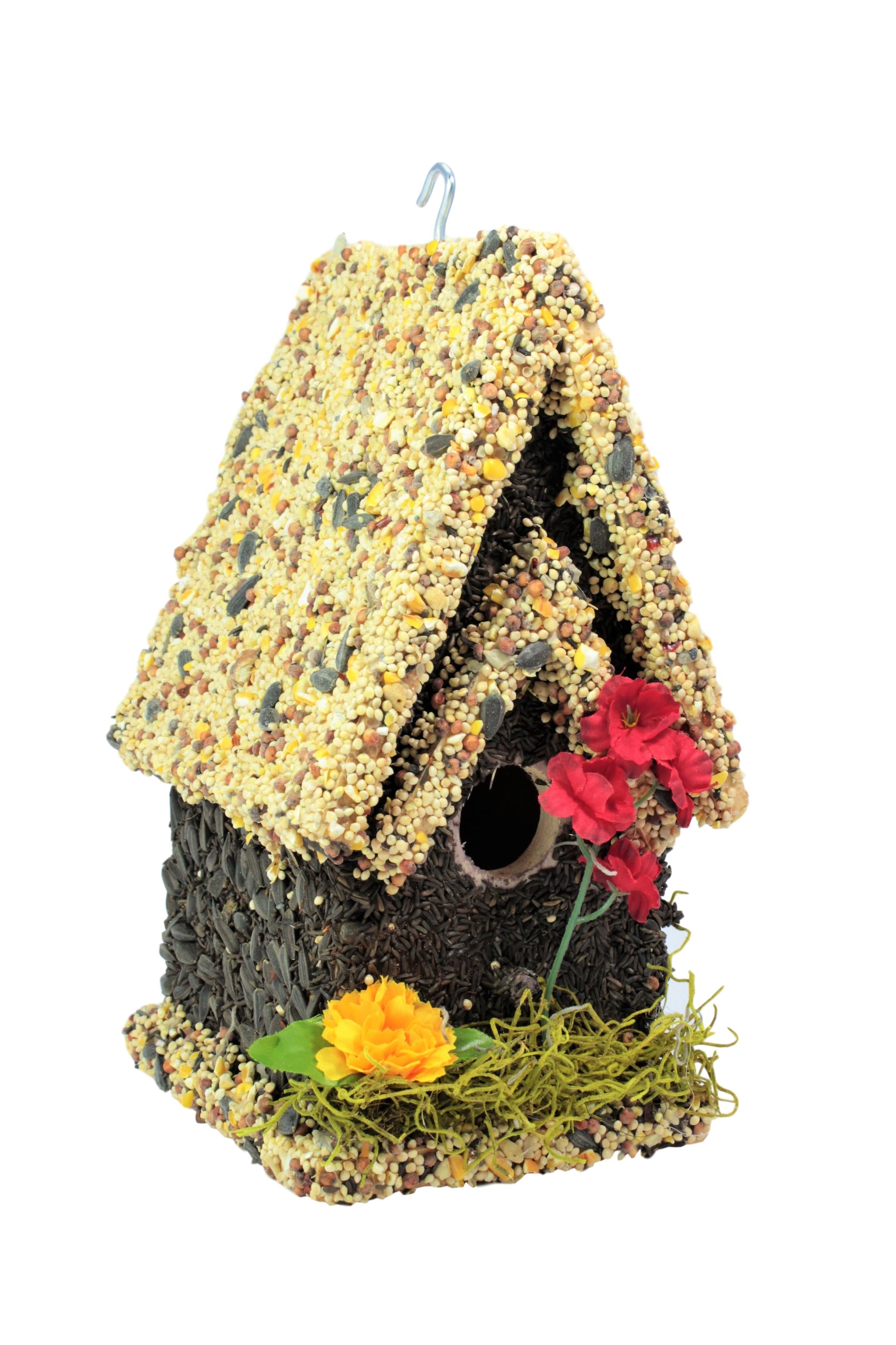 Edible Bird Feeder - Light Roof Tall Birdhouse