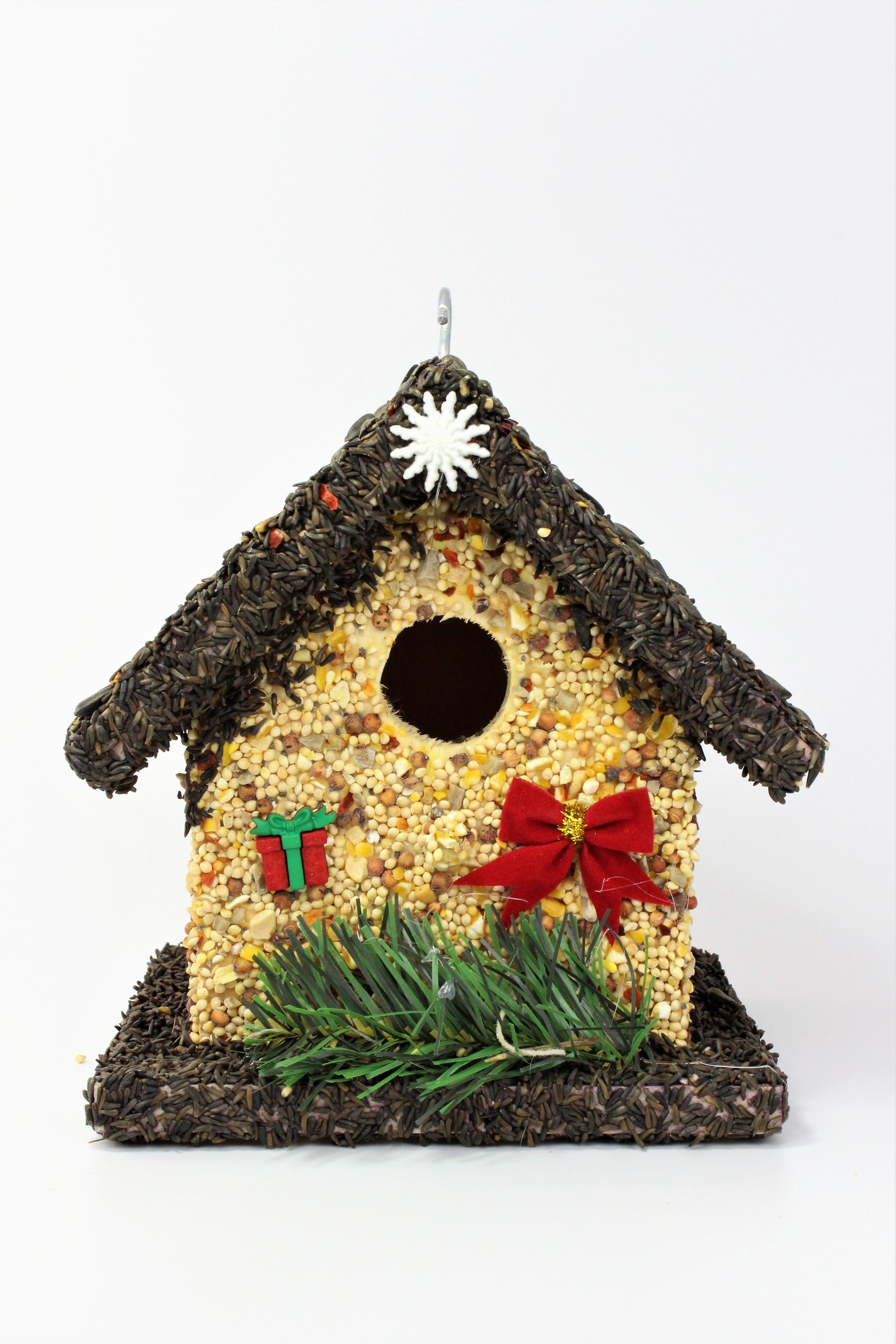 Christmas Edible Bird Feeder - Dark Roof Short Birdhouse