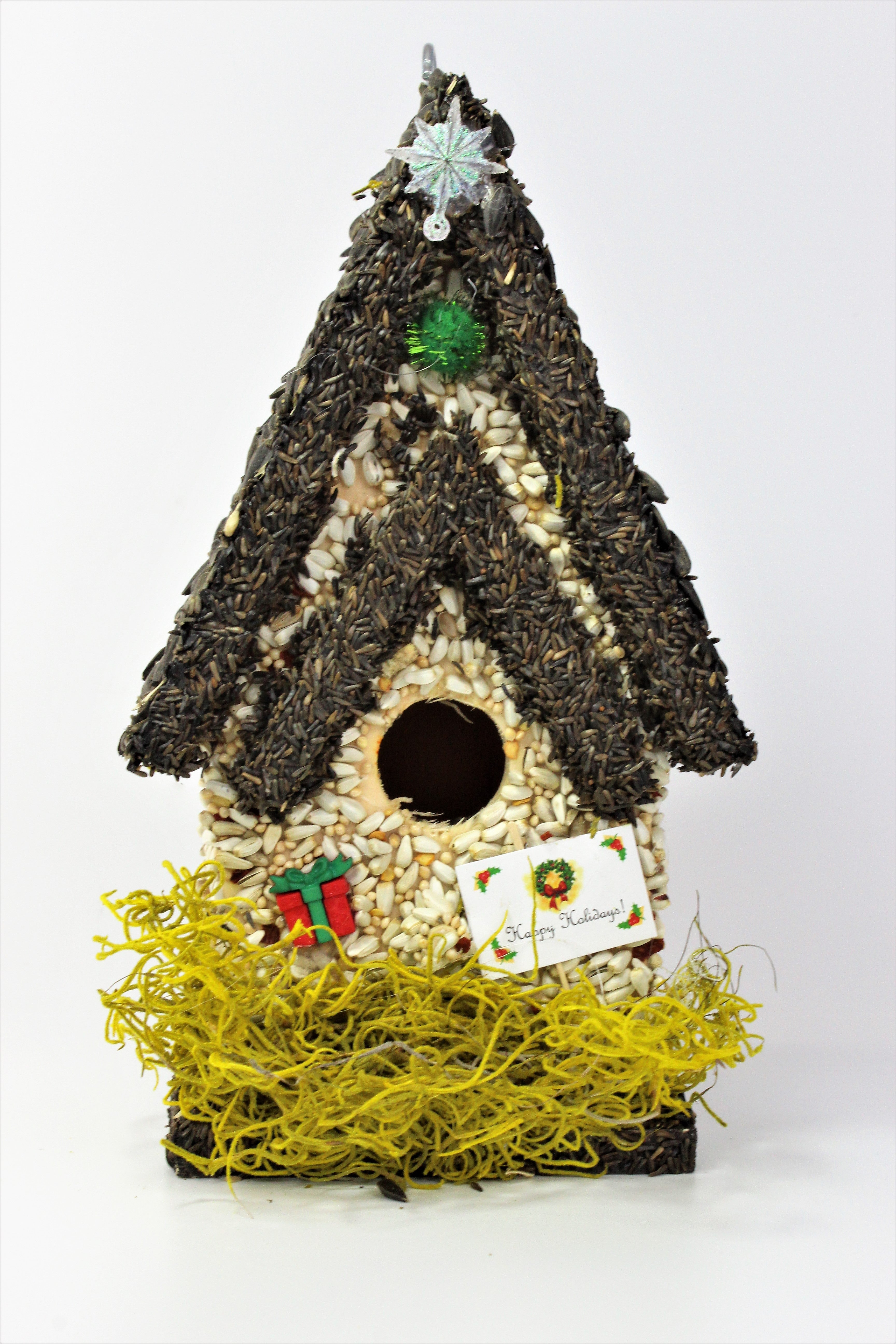 Christmas Edible Bird Feeder - Dark Roof Tall Birdhouse