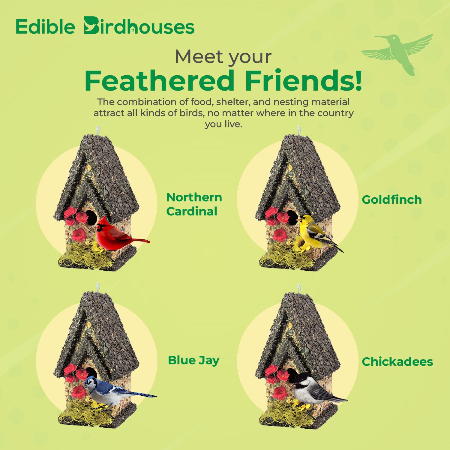 Edible Bird Feeder - Dark Roof Tall Birdhouse