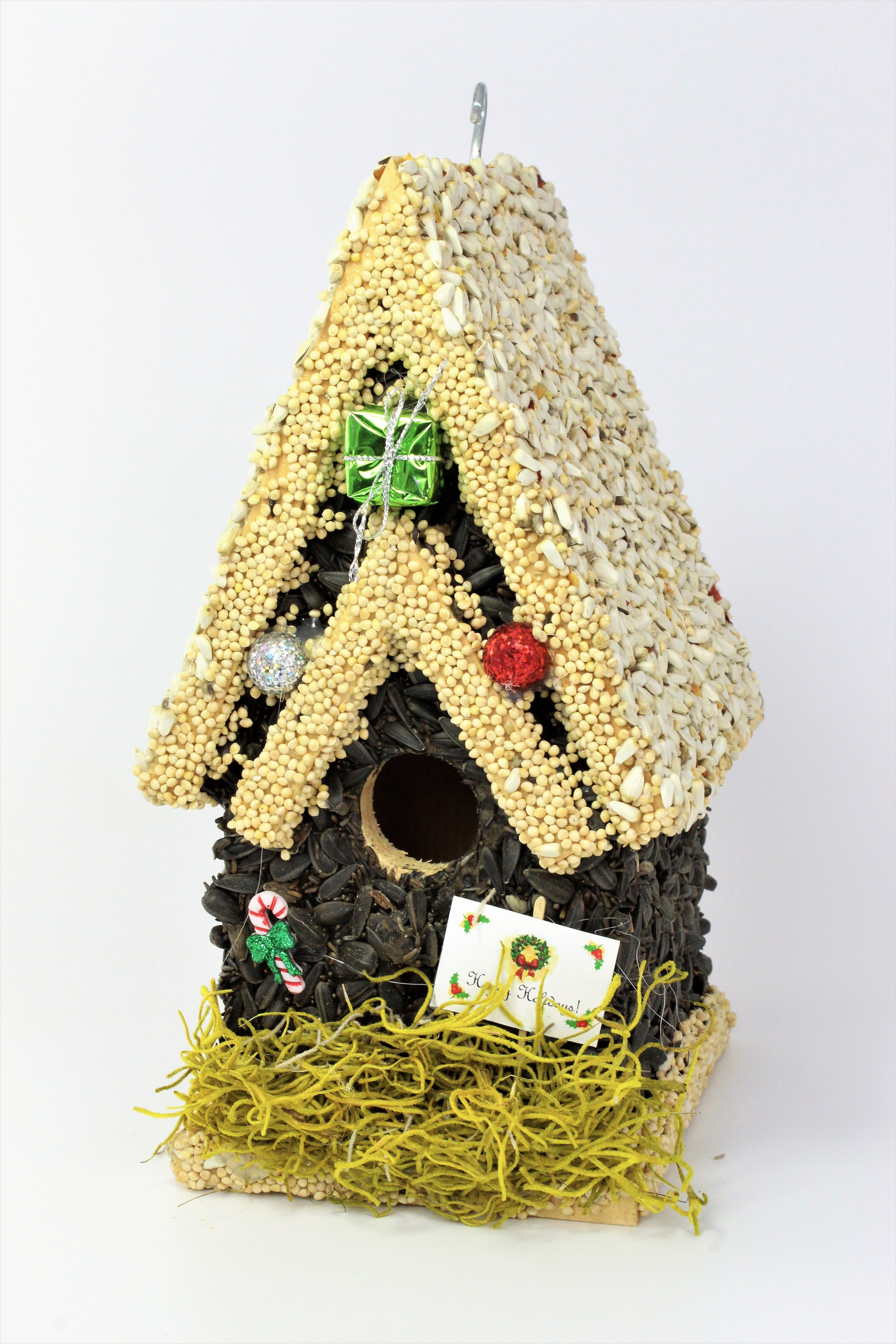 Christmas Bird Feeder - Light Roof tall Birdhouse